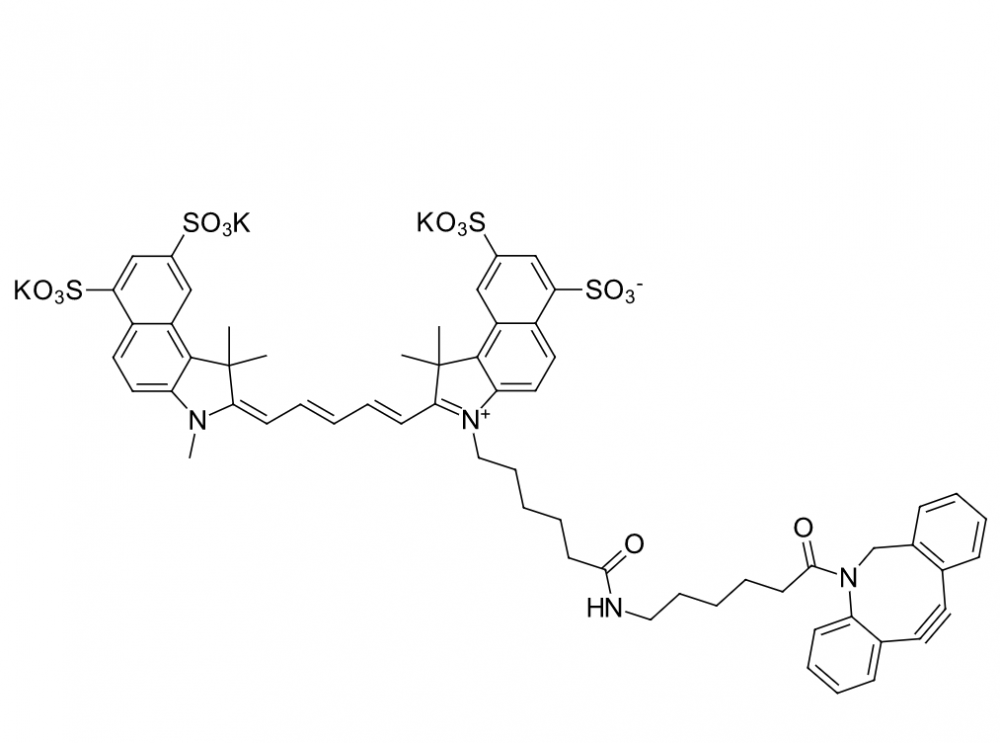 Sulfo-Cy5.5 DBCO，磺化Cy5.5-二苯基环辛炔(图1)